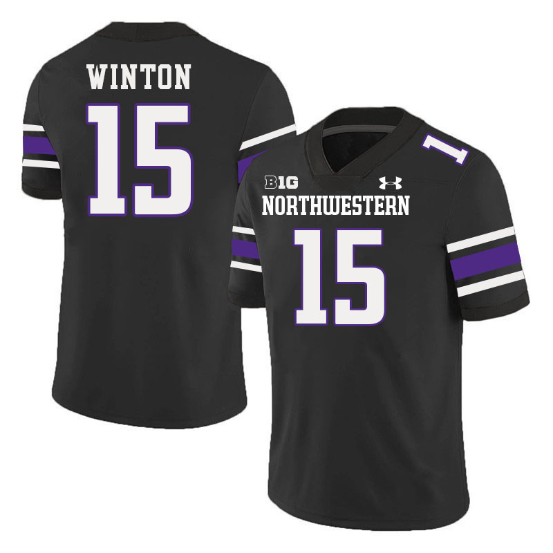 Northwestern Wildcats #15 Sean Winton College Football Jerseys Stitched-Black